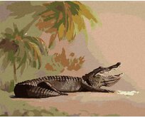 Zuty - Malování podle čísel - LEŽÍCÍ ALIGÁTOŘI A PALMY (D. RUSTY RUST) 40x50 cm vypnuté plátno na rám