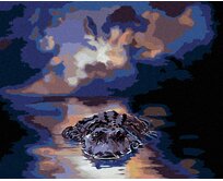 Zuty - Malování podle čísel - ALIGÁTOR VE VODĚ A MĚSÍC (D. RUSTY RUST) 40x50 cm bez rámu a bez vypnutí plátna