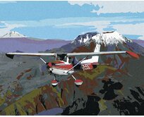 Zuty - Malování podle čísel - LETADLO NAD SOPKOU 40x50 cm bez rámu a bez vypnutí plátna