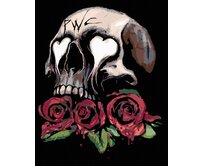 Zuty - Malování podle čísel - LEBKA A TŘI RUDÉ RŮŽE 40x50 cm bez rámu a bez vypnutí plátna