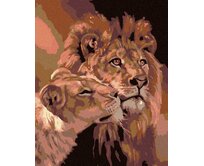 Zuty - Malování podle čísel - LEV S LVICÍ 40x50 cm bez rámu a bez vypnutí plátna