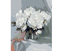 Zuty - Malování podle čísel - BÍLÉ PIVOŇKY 40x50 cm bez rámu a bez vypnutí plátna