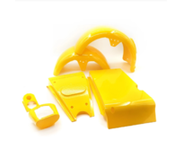 Plastová set na elektrickou koloběžku, přední a zadní blatník, dva díly dna koloběžky, dva mále kusy Žlutý set Citronový