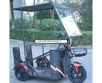 Elektrická tříkolka určená pro převoz osob na invalidním vozíku.