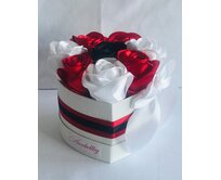 Anabellky Růže : červená + bílá + černá, box bílý.