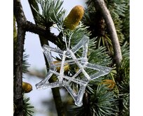 Vánoční ozdoby - hvězdy malé 7 cm, stříbrné zdobení, ručně vyrobené z českého skla - sada 4ks - dárková krabička zdarma