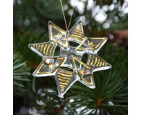 Vánoční ozdoba osmicípá hvězda, ruční výroba, české sklo zdobené zlatem