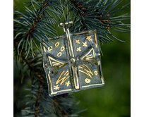 Vánoční ozdoba dárek, ruční výroba, české sklo zdobené zlatem