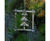 Vánoční ozdoba stromeček, ruční výroba, české sklo zdobené zlatem