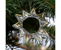 Vánoční ozdoba hvězdička, ruční výroba, české sklo zdobené zlatem