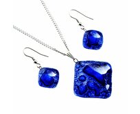 ArteGlass trendy sada šperků - modré bublinkové sklo