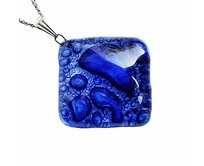 Luxusní náhrdelník modrý bublinové sklo