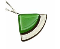 ArteGlass náhrdelník skleněný zelený zdobený platinou elegantní
