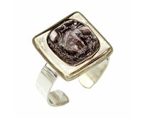 Dámský prsten hnědé bublinkové sklo zdobené pravou platinou chirurgická ocel