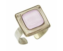 Dámský prsten světle fialový malované sklo zdobené pravou platinou chirurgická ocel