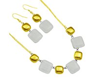ArteGlass autorská sada šperků bílá zdobená zlatem nádherný luxusní šperk