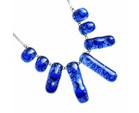 Bublinový náhrdelník skleněný modrý výrazný modrý šperk