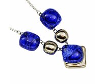 ArteGlass náhrdelník modrý zdobený platinou