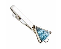 Tyrkysová kravatová spona, ručně vyrobená z českého bublinkového skla zdobeného platinou, originální dárek pro muže, trojúhelníkový tvar