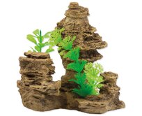 Dekorace AQUA EXCELLENT Skála s rostlinou 14 cm