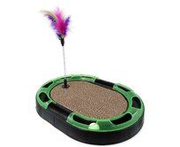 Škrabadlo MAGIC CAT s koulodráhou a pružinou s pírky - černé 40cm