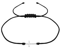 Bangles.cz Náramek Křížek hladký & nylonová šňůrka šperkovní stříbro 925, nylonové lanko