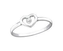 Bangles.cz Prsten Srdce & Krystal stříbro 925 Velikost: 6 - 1,6 cm (EU 51 - 53) stříbrná, 6 - 1,6 cm (EU 51 - 53), šperkovní stříbro 925