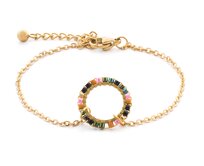 Bangles.cz Náramek Coral Verdant zlatá, chirurgická ocel, skleněné korálky