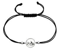 Bangles.cz Náramek Hory & nylonová šňůrka 1955 černá, 20 cm a více, stříbro