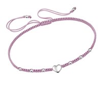 Bangles.cz Náramek Srdce & šňůrka barva: růžová růžová, 15 - 22 cm, stříbro