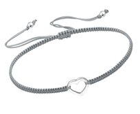 Bangles.cz Náramek Srdce & pletená šňůrka barva: šedivá šedivá, 15 - 22 cm, stříbro