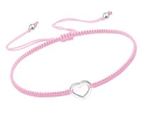 Bangles.cz Náramek Srdce & pletená šňůrka barva: růžová růžová, 15 - 22 cm, stříbro