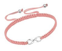 Bangles.cz Náramek Nekonečno & pletená nylonová šňůrka růžova 1715 růžová, 15 - 23 cm, stříbro
