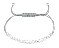 Bangles.cz Náramek korálky & nylonová šňůrka 954 šedivá, 12 - 24 cm, stříbro