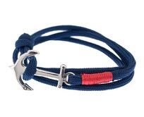 Pánský náramek kotva & námořnická nylonová pletená šňůrka 2491 modrá, 20 cm a více, chirurgická ocel