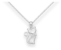 Náhrdelník Kočička s mašlí & Zirkony stříbro 925 2928 stříbrná, stříbro