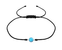 Náramek Opál & nylonová šňůrka 1289 azurová, 20 cm a více, stříbro