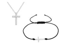 Set náramek + řetízek Křížek + dárková krabička 2278 stříbrná, stříbro