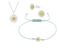 Set náramek + řetízek + náušnice Kopretina + dárková krabička 2587 stříbrná, stříbro