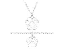 Set řetízek + náramek Tlapka + dárková krabička 2805 stříbrná, stříbro