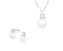 Set řetízek + náušnice Perly&Zirkon + dárková krabička 2266 stříbrná, stříbro