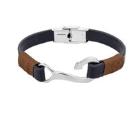 Pánský náramek Rybářský Háček & kůže 2512 modrá, 17 - 20 cm, kůže