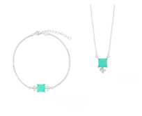 Set Green Glow retizek a naramek stribro 925 stříbrná, stříbro