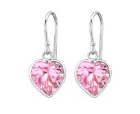 Náušnice Růžové Srdce stříbro 925 1215 růžová, křišťál