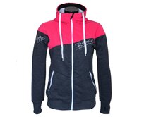 Dámská softshell bundomikina s kapucí na zip Barrsa Double Soft Script Pink/Grey Šedá, S, Bavlna