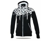 Dámská softshell bundomikina s kapucí na zip Barrsa Double Soft Script White Cross/Black/White Černá, S, Bavlna