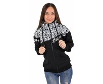 Dámská softshell bundomikina s kapucí na zip Barrsa Double Soft Script Black Folk/Black/White Černobílá, M, Bavlna