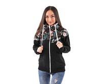 Dámská softshell bundomikina s kapucí na zip Barrsa Double Soft Script Black/Flowers/Fuxie Černá, M, Softshell