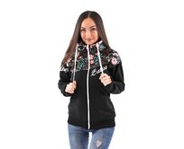 Dámská softshell bundomikina s kapucí na zip Barrsa Double Soft Script Black/Flowers/Fuxie Černá, S, Softshell