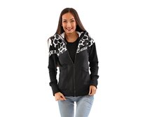 Dámská softshell bundomikina s kapucí na zip Barrsa Double Soft Script White Dots/Black/White Černá, S, Bavlna